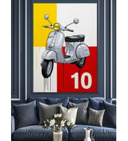 İtalyan Vespa Numarası On Dekoratif Kanvas - Mdf Ahşap Tablo