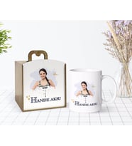 BK Gift Kişiye Özel Ahşap Kutuda İsimli Fotoğraflı Beyaz Kupa Bardak-1