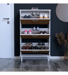 Modilayn VARBİ Kapı Önü 72 x127 x 26 cm’ lik 3 Düşer Kapak 6 Göz Raf Bölmeli Ayakkabılık