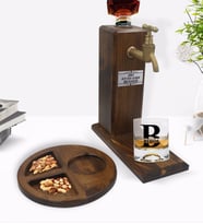 BK Gift Kişiye Özel İsimli Viski Bardağı & Ahşap İçki Standı & Ahşap Sunum Tabağı Çerezlik Hediye Seti-31