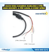 54 cm RCA Kısa Kamera Kablosu 2 pin 2mm socket, 4 pin 1.5mm, 6 core wire