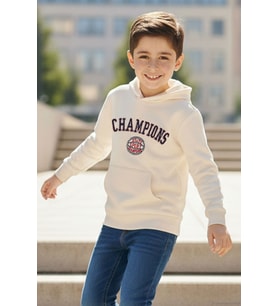 Breeze Erkek Çocuk Sweatshirt Yazı Baskılı Kapüşonlu 4-8 Yaş, Taş