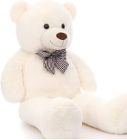 100 cm Papyonlu Peluş Ayıcık - % 100 Yerli Premium Kalite (Beyaz)