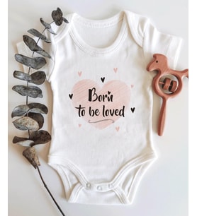 Born To Be Loved Yazılı Kısa Kol Organik Bebek Body