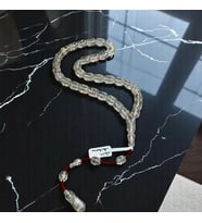 Simli Sıkma Kehribar Tesbih 30 CM