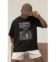 Tasarım Tupac Rapper 2Pac Şarkıcı Baskılı Unisex Oversize Tişört