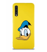 Samsung Galaxy A50S Soft Premier Kapak Donald Duck-B Tasarımlı Silikon Kılıf - Sarı (Şeffaf)