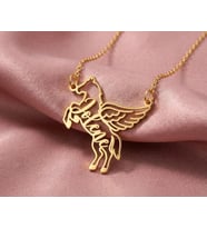Kişiye Özel Pegasus İsim Detaylı Tasarım Kolye 925K Gümüş (Gold)