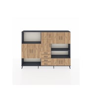 Arges Dolap 9 Raflı 4 Çekmeceli 8 Kapaklı 220x30x163 Antrasit-Çam