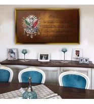 Tablore Osmanlı Arması Ve Ayet-el Kürsi Çerçeveli Kanvas Tablo Modern Salon Dekoru