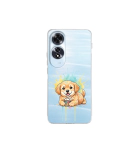 Oppo A60 ile Uyumlu Splash Köpek Tasarımlı Şeffaf Silikon Kılıf