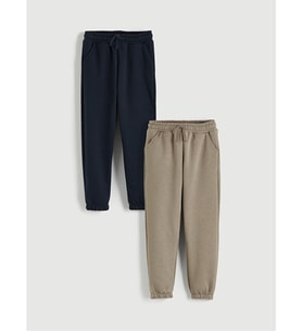 LCW Kids Bej Beli Lastikli Erkek Çocuk Jogger Eşofman Alt 2'li