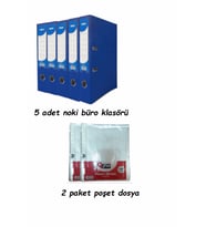 Noki Mavi Geniş Klasör Plastik 5 adet ve Poşet Dosya 2 Paket