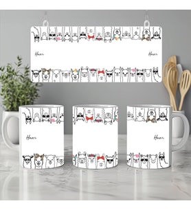 Lama Figürlü İsimli Kupa Bardak - Kişiye Özel Hayvanlı Kupa, Sevimli Hediye, 330ml, Beyaz (Doğal Beyaz)