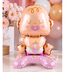 Pembe Bebek Ayaklı Folyo Balon 63x34 CM Baby Shower Cinsiyet Parti Süsü