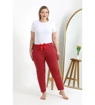 Giyim Kadın Büyük Beden Mercan Pamuklu Rahat Kalıp Ev Giyim Pijama Altı