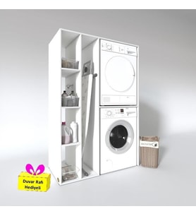 Kenzlife çamaşır-kurutma makinesi dolabı alyusha sol byz 180*120*60 banyo arkalıksız + tekli duvar rafı hediyeli (Karışık)