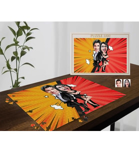 BK Gift Kişiye Özel Sevgililer Karikatürlü 1000 Parça Profesyonel Puzzle-5