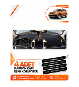 CHEVROLET CAPTİVA (2008-2011) Uyumlu Ön Torpido Koruma Kılıfı Halısı - Siyah Kahverengi