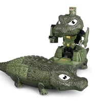 LED Işıklı Gerçekçi Sesli Dönüşebilir Crocodile Timsah Çarpıp Dönen Robot Oyuncak Yeşil Savaşçı