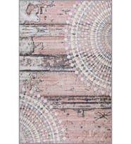 Eliana Home Baskılı, Yıkanabilir Kaymaz Taban Salon Halısı LNA1821 100x150 cm (Pembe)