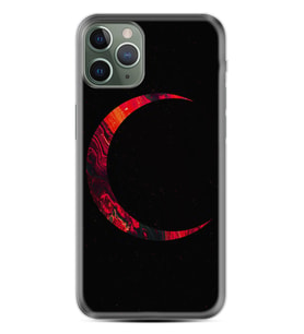 Apple iPhone 11 12 13 14 Pro Max Kılıf Desemli Silikon Red Moons 1747