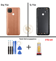 Infinix Hot 10İ Bakır Uyumlu Lensli Arka Kapak + Yapıştırıcı ve Vida Seti Arka Cam Lazer Kesim