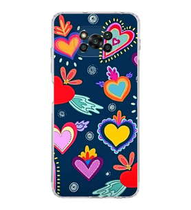 PrintiFy Poco X3 NFC ile Uyumlu Retro Color 3  Kamera Korumalı Şeffaf  Kılıf