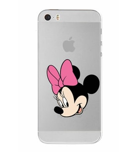 Apple iPhone 5S Uyumlu Kamera Korumalı Tıpalı  Kapak Minnie Mouse TasarımlıŞeffaf Kılıf