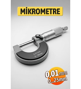 Dış Çap Mikrometresi 0,01 mm Hassasiyet 0-25 mm Ölçüm Aleti