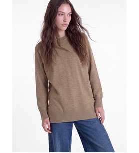 LCW Modest Kahverengi Bisiklet Yaka Kadın Triko Tunik