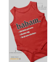 Babam Baskılı Bebek Zıbını – Çıtçıtlı Body 8 Renk  %100 Pamuk Sıfır Kol (Kırmızı)