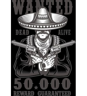 Wanted Aranıyor Sticker 10x10 cmRenkli Sticker