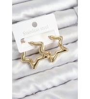 Pirinç Yıldız Model Gold Renk Kadın Küpe 5886