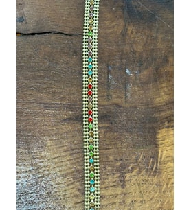 160X1 CM RENKLİ TAŞLI GÜMÜŞ RENK ŞERİT GİYİM AKSESUARI