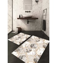 Dijital Baskılı Kaymaz Taban Yıkanabilir 2'li Klozet Takımı Banyo Paspası NDKZ-HT-1394 (Gri)