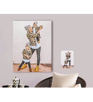 BK Gift Kişiye Özel Tam Boy Anne Kız Oğul Karikatürlü Kanvas Tablo 70x100cm-1