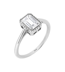 Sirius  Emerald Kesim Beyaz Topaz Tektaş Yüzük 0702R0042