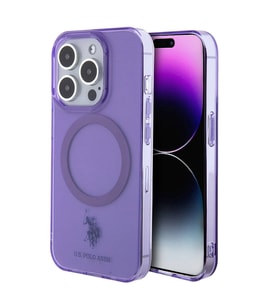 Apple iPhone 15 Pro Max Uyumlu Kılıf U.S. Polo Assn. Orjinal Lisanslı M-safe Şarj Özellikli Transparan Tasarım Kapak (Mor)