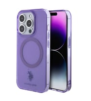 Apple iPhone 15 Pro Max Uyumlu Kılıf U.S. Polo Assn. Orjinal Lisanslı M-safe Şarj Özellikli Transparan Tasarım Kapak (Mor)
