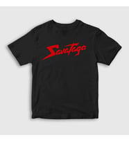 Presmono Unisex Çocuk Beyaz Logo Metal Savatage T-Shirt 549719tt (Siyah)