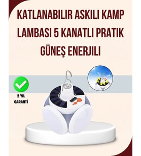 Northcity Katlanabilir Güneş Enerjili LED Kamp Lambası USB Şarjlı – 360° Geniş Alan Aydınlatma ve Su Geçirmez Tasarım