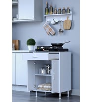Eliusta Yankı 56 cm Derinlik 60 cm Genişlikte Dolap Baharat Raflı Set Üstü Ocak Uyumlu 608856 cm Dolap (Beyaz)
