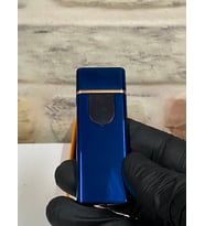 Mavi Parlak Renk USB Şarjlı Elektrikli Model Kişiye Özel Çakmak
