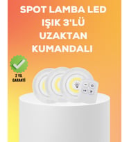 Northcity Çok Amaçlı Kullanım İçin Kablosuz Yapışkanlı 3 Lü Uzaktan Kumandalı Led Spot Lamba