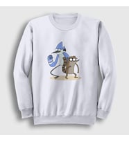 Presmono Unisex Beyaz Mordecai And Rigby Regular Show Sweatshirt 449243tt (Beyaz)