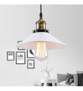 Retro Beyaz Başlıklı Eskitme Askılı Tekli Sarkıt Avize 23 cm