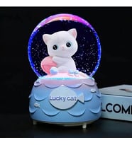 Şanslı Kedi Büyük Boy Işıklı Müzikli Püskürtmeli Karküresi