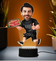 Doğum Günü Hediyesi,Sevgiliye Hediye, Kişiye Özel Fotoğraflı Kasap 2  Karikatür 3D Led Lamba (Beyaz)