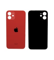 Apple iPhone 12 Uyumlu, Cam Arka Pil Batarya Kapağı - LENS HARİÇ (Kırmızı)